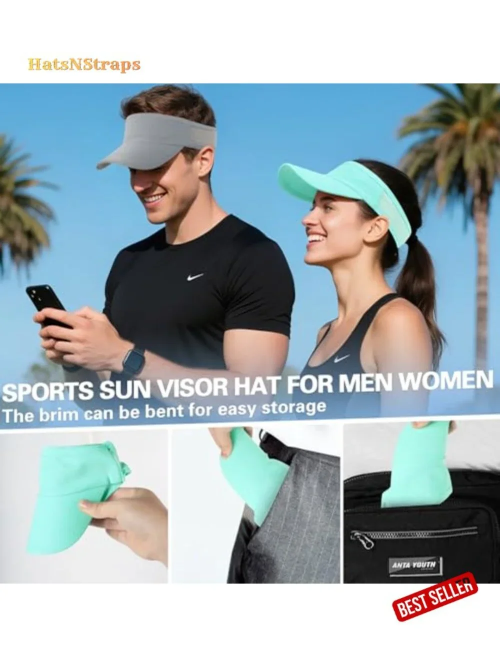 Sport Sun Visor Cooling Lightweight Stretchy Packable Running Golf Visor Hat